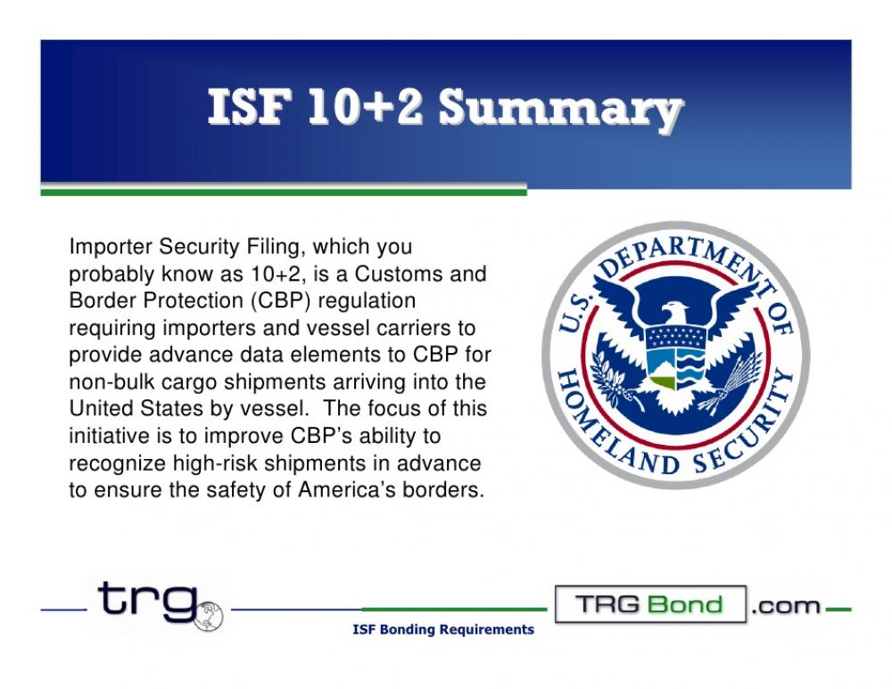 IMPORTANT ISF FILLING REGULATION FOR SHIPPING TO USA